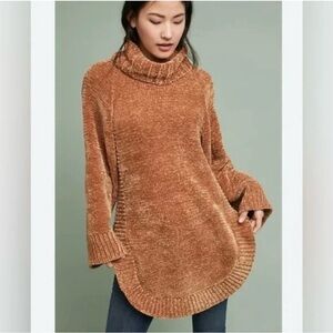 Anthropologie Moth Warm Brown Cowl Neck Sweater Size Small Good Condition